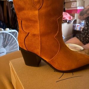 Orange Suede Women's Boots